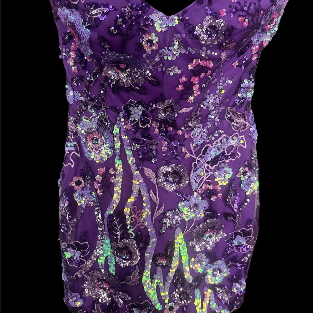 La Femme Vibrant Purple Dress